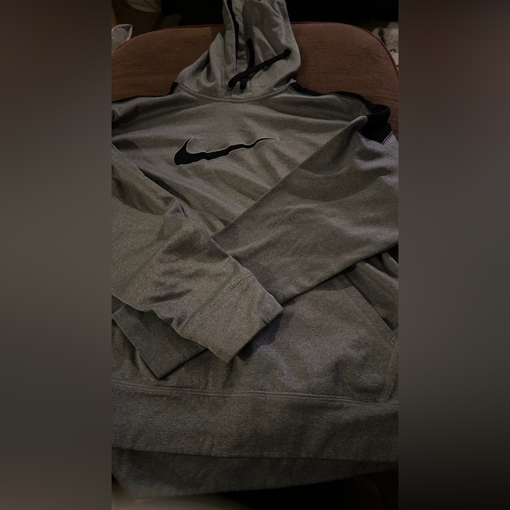 Nike Men's Black and Gray Windbreaker Hoodie